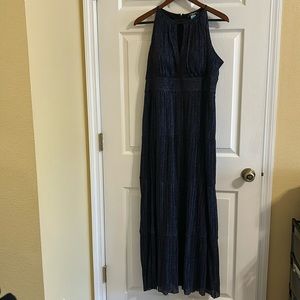 Sleeveless Blue, pink and turquoise Gown